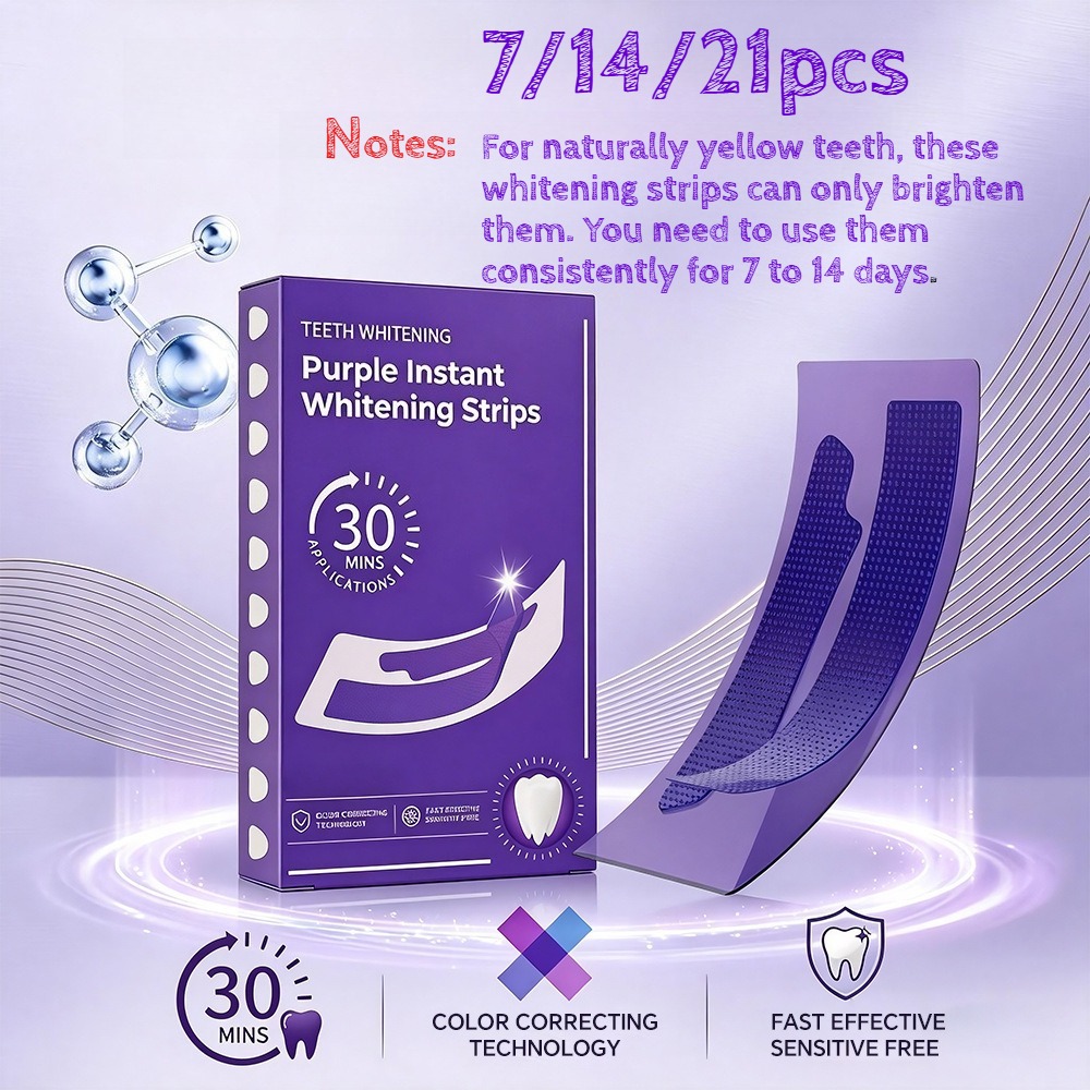 Teeth Whitening Quick - Tiras de clareamento dental roxas, 7/14/21