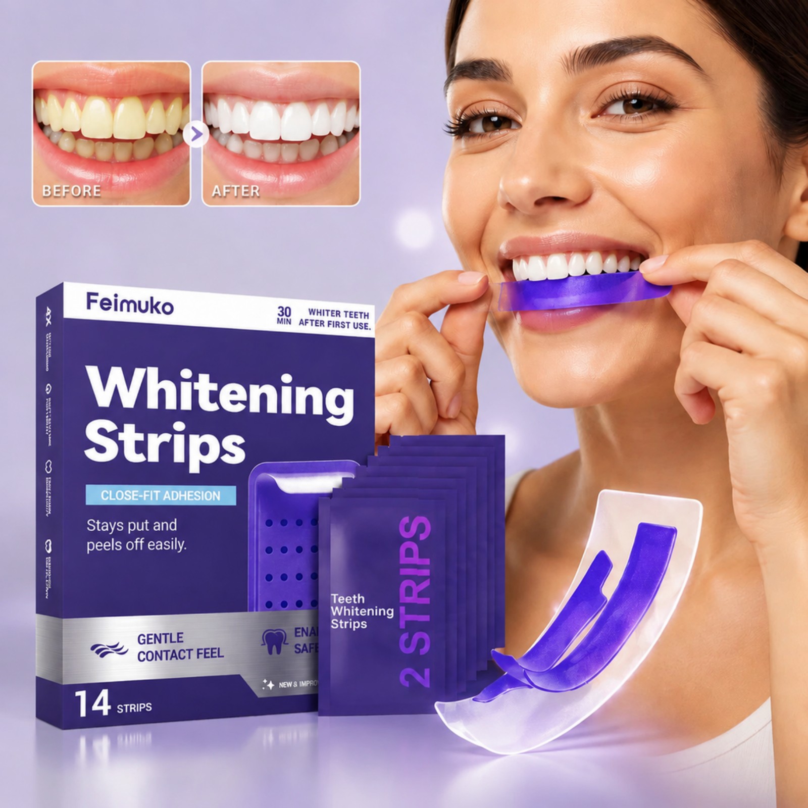 Teeth Whitening Kit At Home - 7 peças de tiras branqueadoras premium