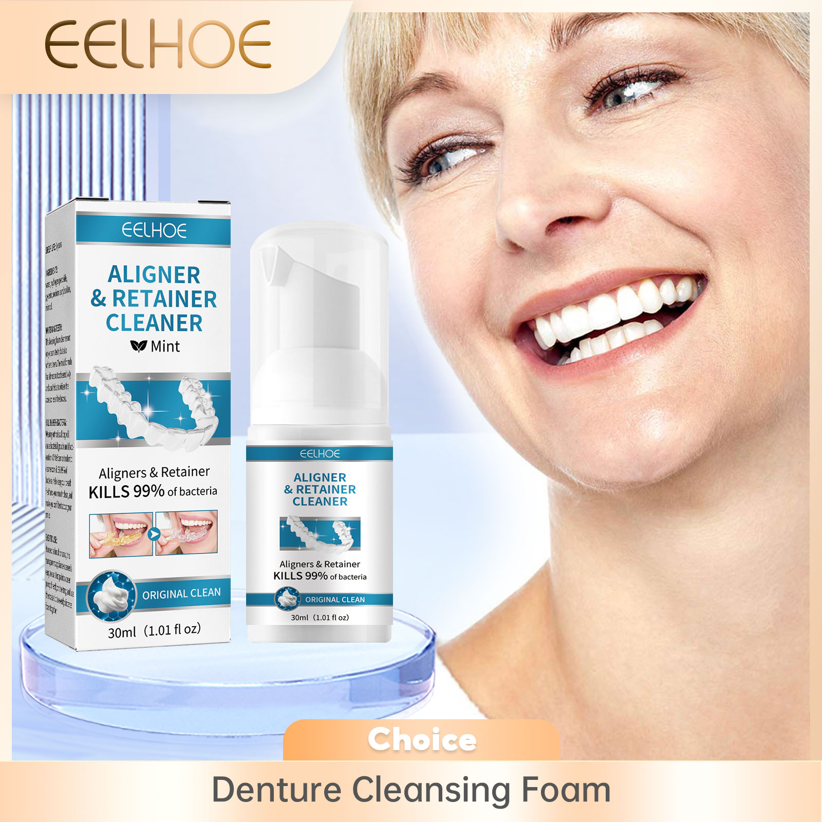 Teeth Whitening Natural - Alinhador de espuma para limpeza de
