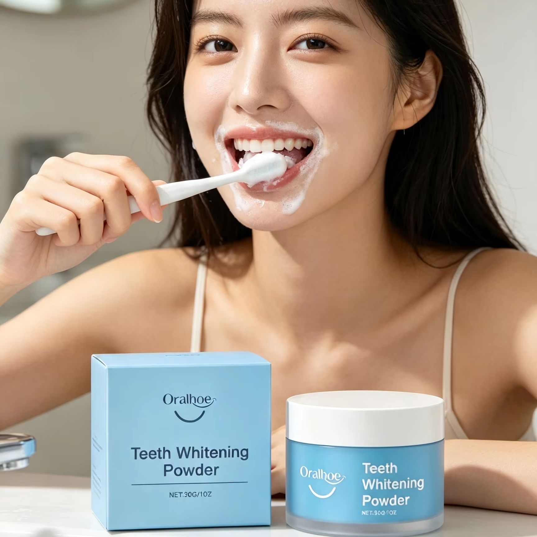 Teeth Whitening Results - Pó Dental Oralhoe para Escovação dos