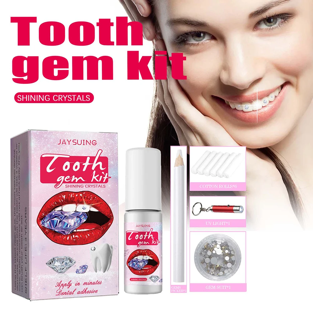 Dente Gems Kit com Cura Cola L - Teeth Whitening Kit At Home avaliação e preço